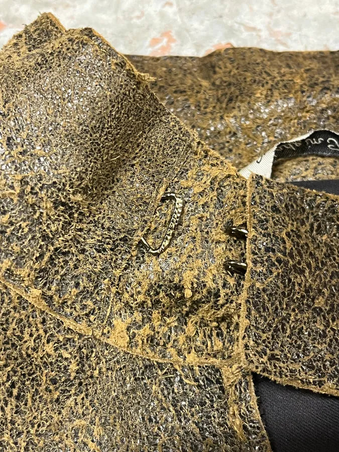 2000s Massimo Rebecchi Biker Raw Brown Leather Jacket AROkUDK 9