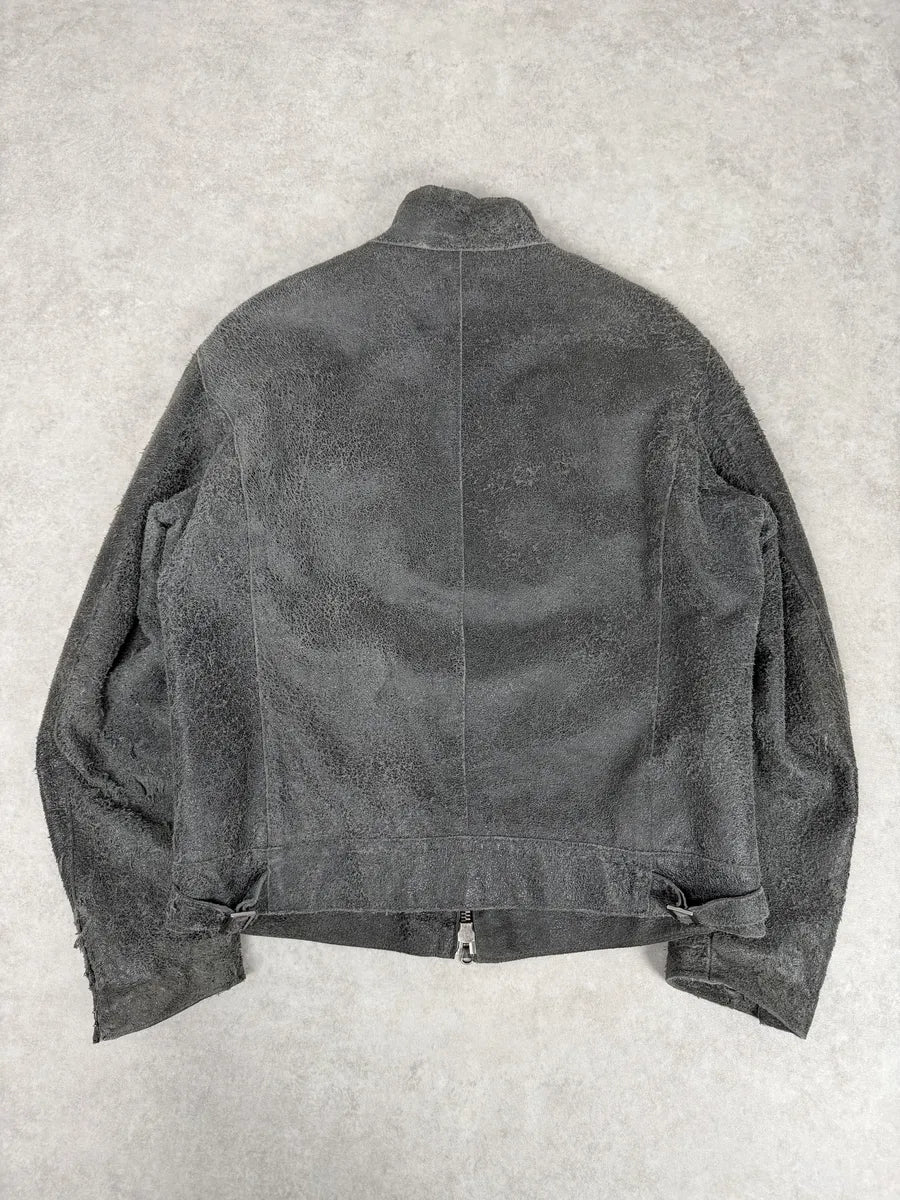 2000s Massimo Rebecchi Biker Raw Brown Leather Jacket Lpyziph 1