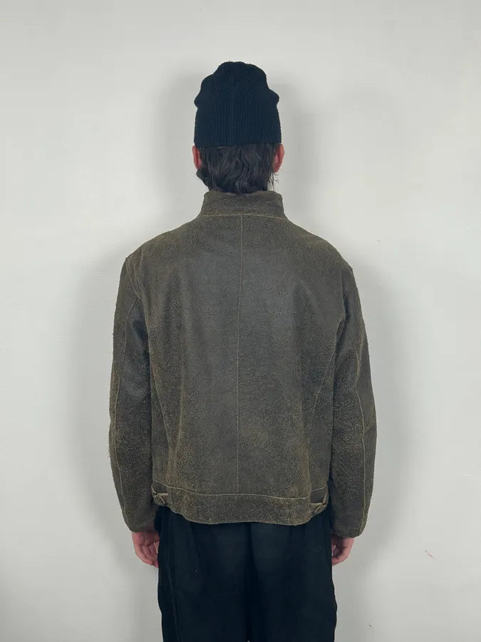 2000s Massimo Rebecchi Biker Raw Brown Leather Jacket wJEmlFB 6