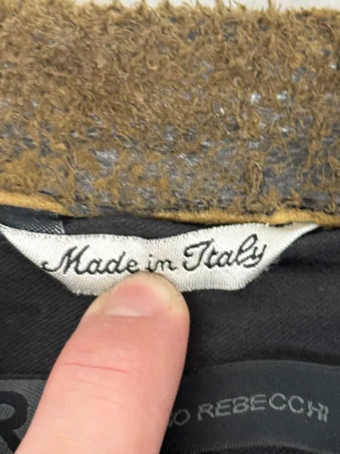 2000s Massimo Rebecchi Biker Raw Brown Leather Jacket wJEmlFB 13