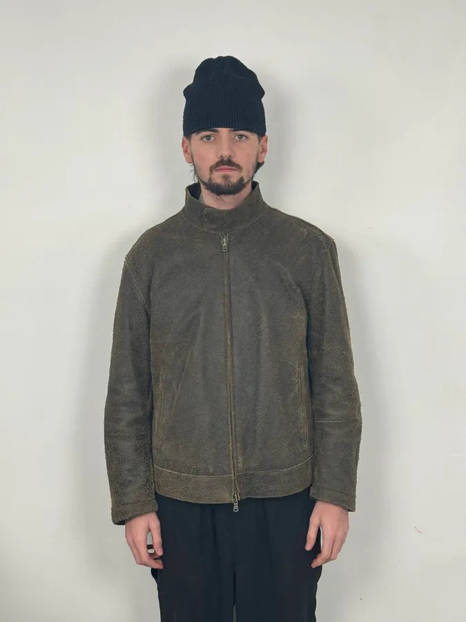 2000s Massimo Rebecchi Biker Raw Brown Leather Jacket wJEmlFB 5