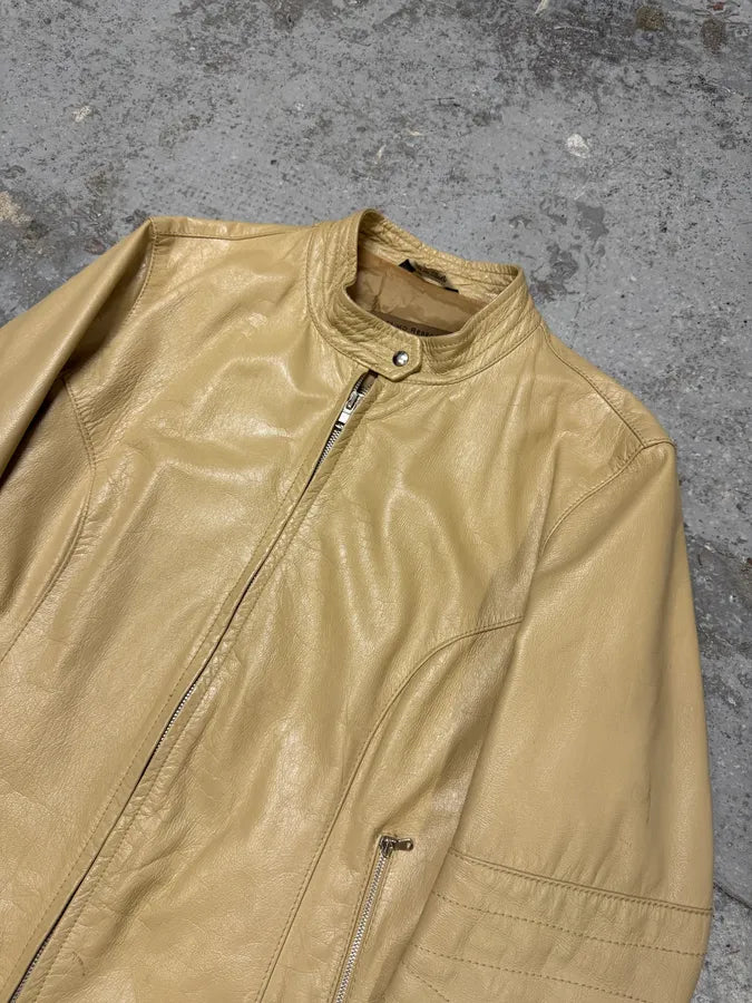 2000s Massimo Rebecchi Biker White Cream Leather Jacket yWQzaoD 3