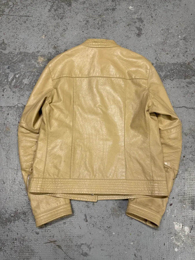 2000s Massimo Rebecchi Biker White Cream Leather Jacket yWQzaoD 4