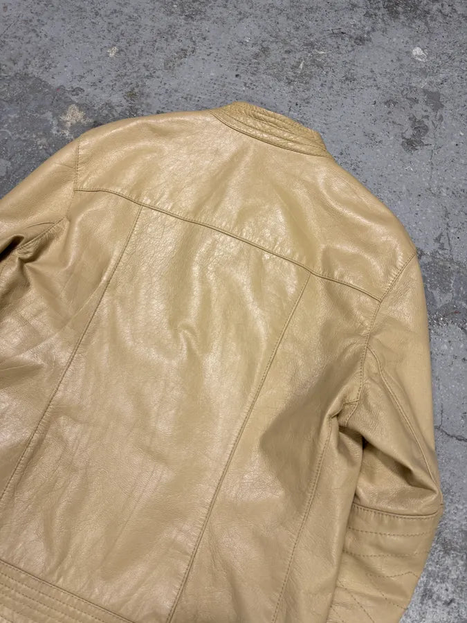 2000s Massimo Rebecchi Biker White Cream Leather Jacket yWQzaoD 5
