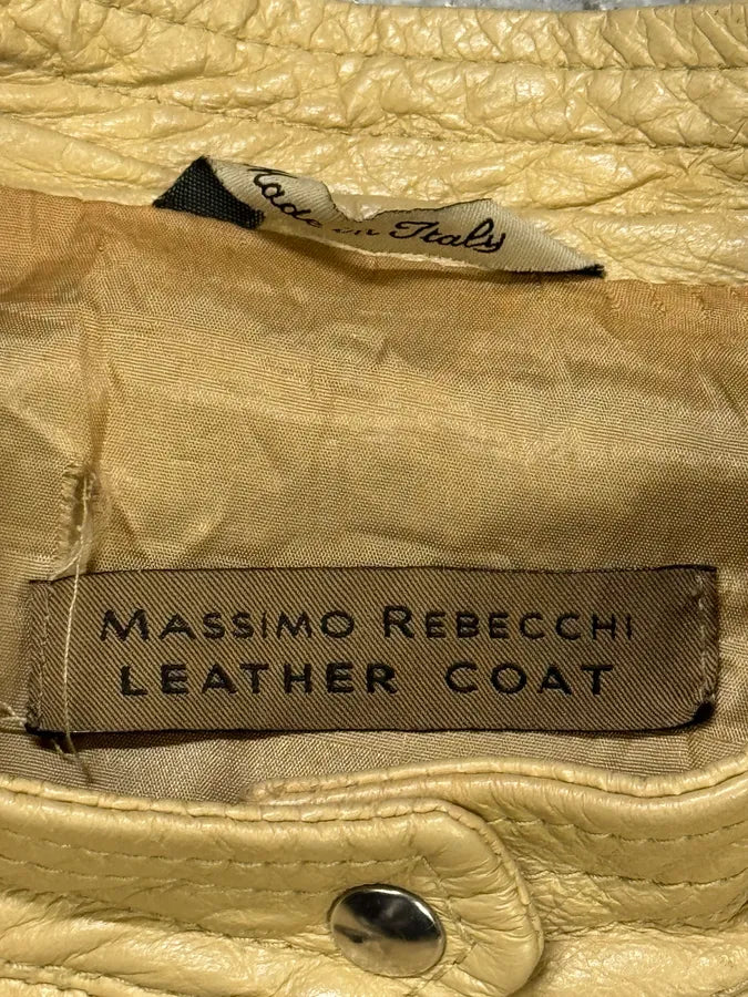 2000s Massimo Rebecchi Biker White Cream Leather Jacket yWQzaoD 6