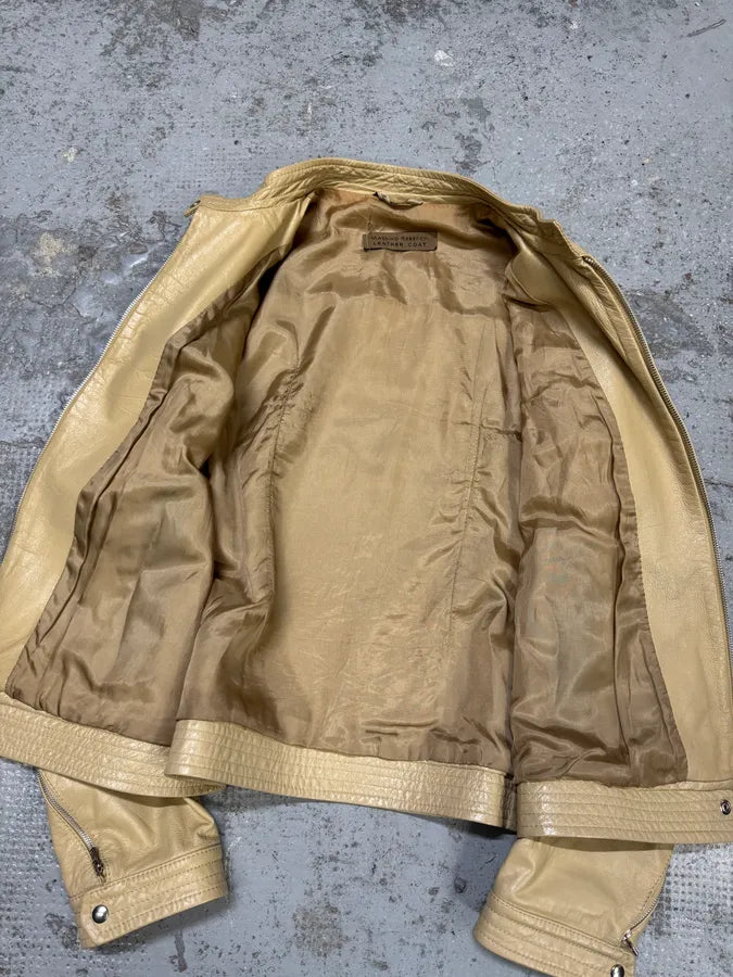 2000s Massimo Rebecchi Biker White Cream Leather Jacket yWQzaoD 7