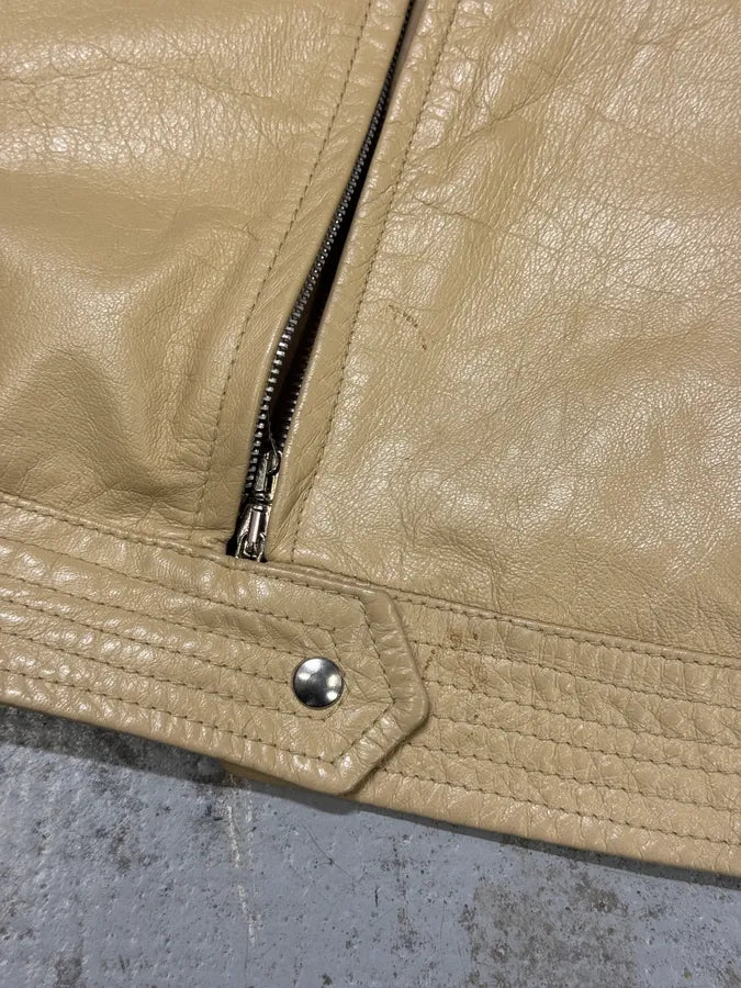 2000s Massimo Rebecchi Biker White Cream Leather Jacket yWQzaoD 8