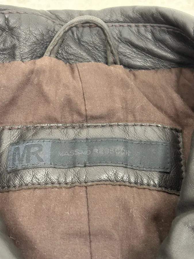 2000s Massimo Rebecchi Black Classy Leather Jacket IHsuXqS 9