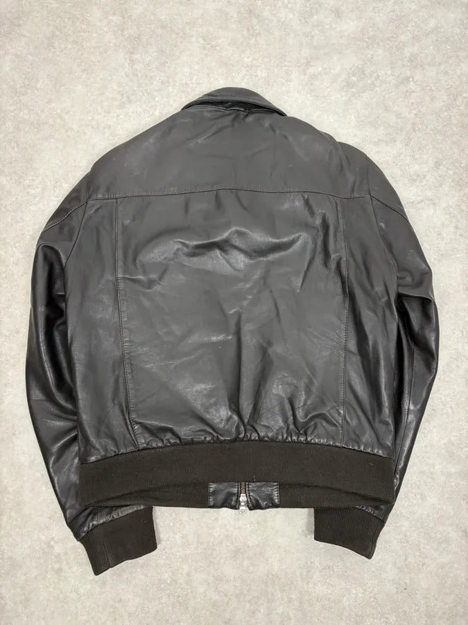 2000s Massimo Rebecchi Black Classy Leather Jacket IHsuXqS 5