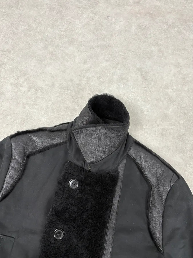 2000s Massimo Rebecchi Black Shearling Leather Jacket bxYQaGi 4