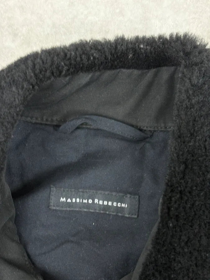 2000s Massimo Rebecchi Black Shearling Leather Jacket bxYQaGi 3