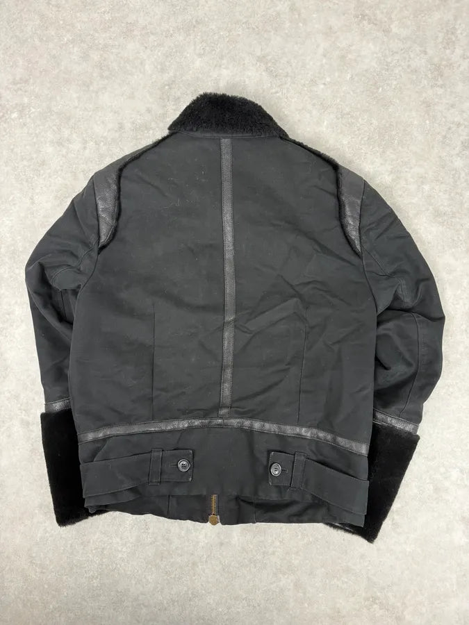 2000s Massimo Rebecchi Black Shearling Leather Jacket bxYQaGi 5