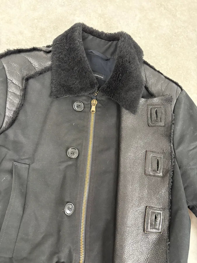 2000s Massimo Rebecchi Black Shearling Leather Jacket bxYQaGi 7