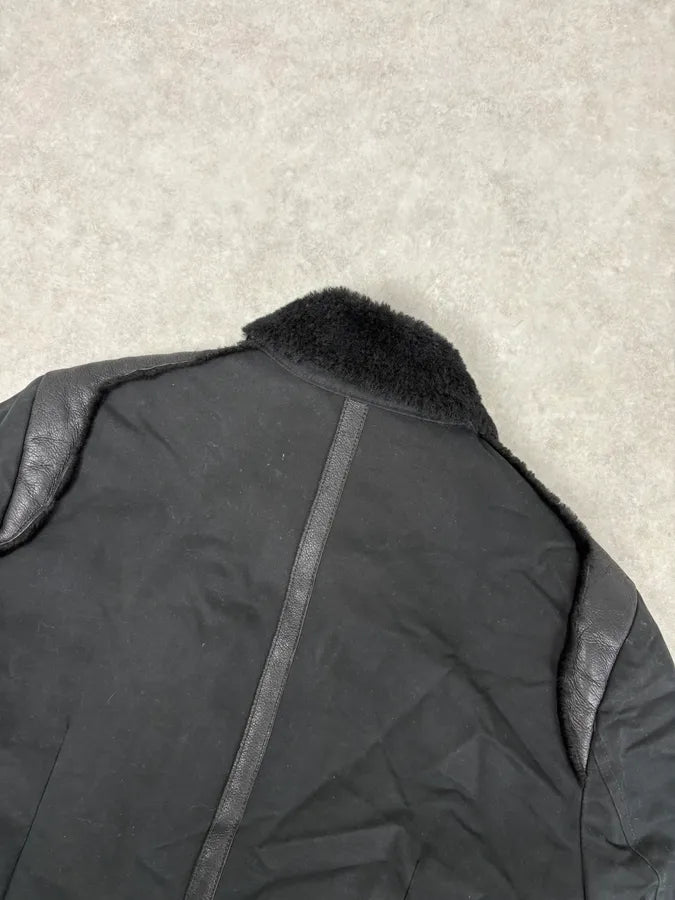 2000s Massimo Rebecchi Black Shearling Leather Jacket bxYQaGi 6