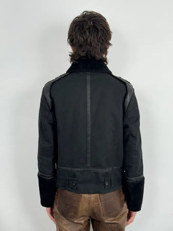 2000s Massimo Rebecchi Black Shearling Leather Jacket bxYQaGi 2