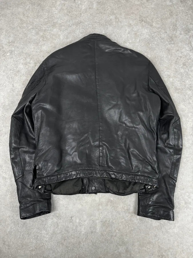 2000s Massimo Rebecchi Black Cargo Biker Leather Jacket  hhOXAfX 3
