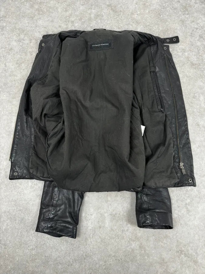 2000s Massimo Rebecchi Black Cargo Biker Leather Jacket  hhOXAfX 6