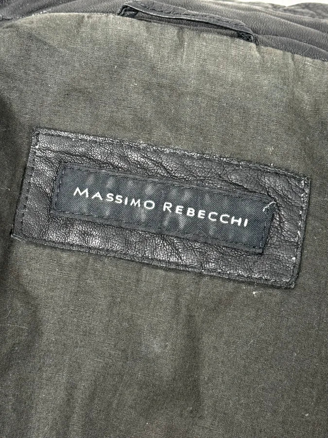 2000s Massimo Rebecchi Black Cargo Biker Leather Jacket  hhOXAfX 8