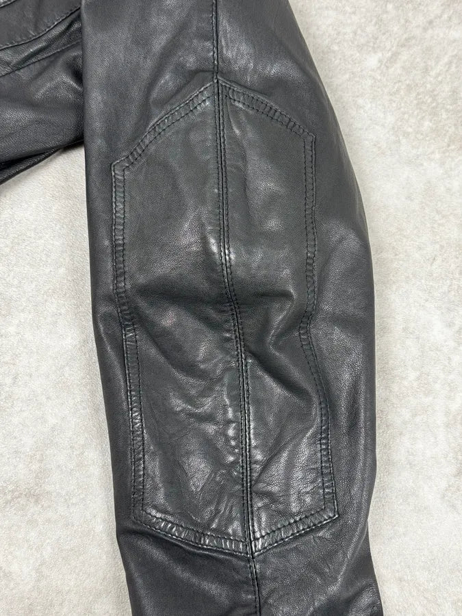 2000s Massimo Rebecchi Black Cargo Biker Leather Jacket  hhOXAfX 7