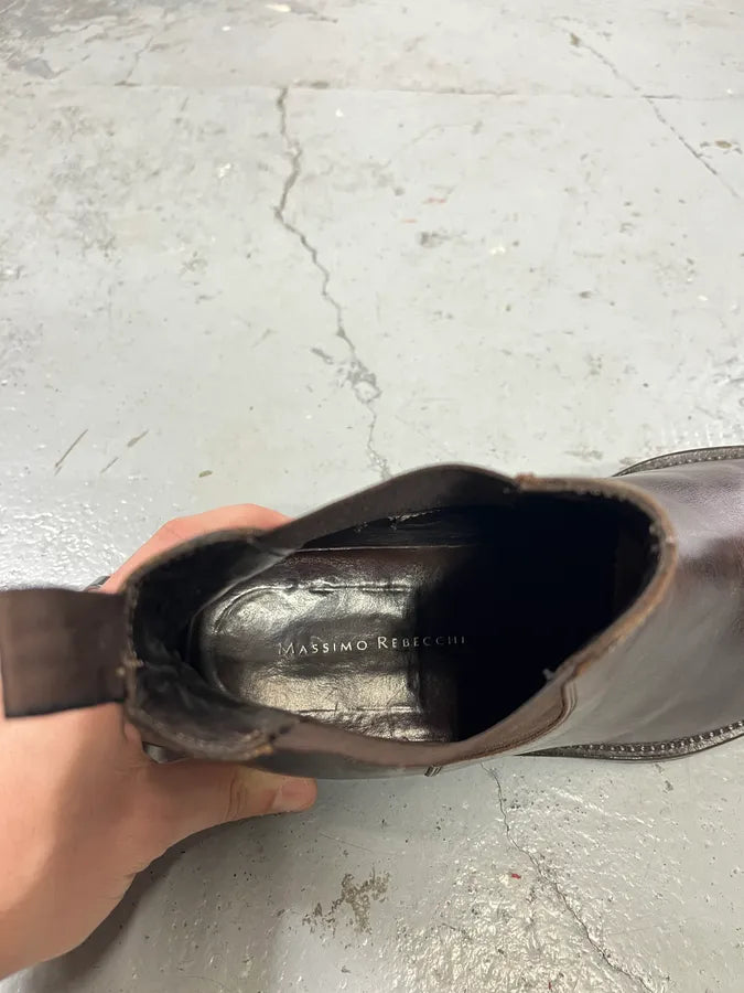 2000s Massimo Rebecchi Brown Leather Ankle Boots KVFqAYo 6