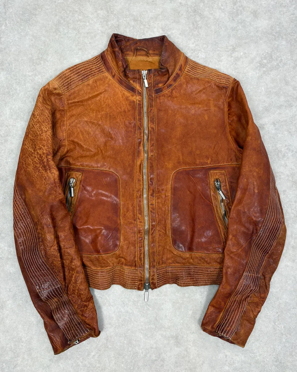 2000s Massimo Rebecchi Cognac Biker Leather Jacket BwXaAaB 2