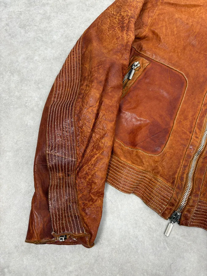 2000s Massimo Rebecchi Cognac Biker Leather Jacket BwXaAaB 7