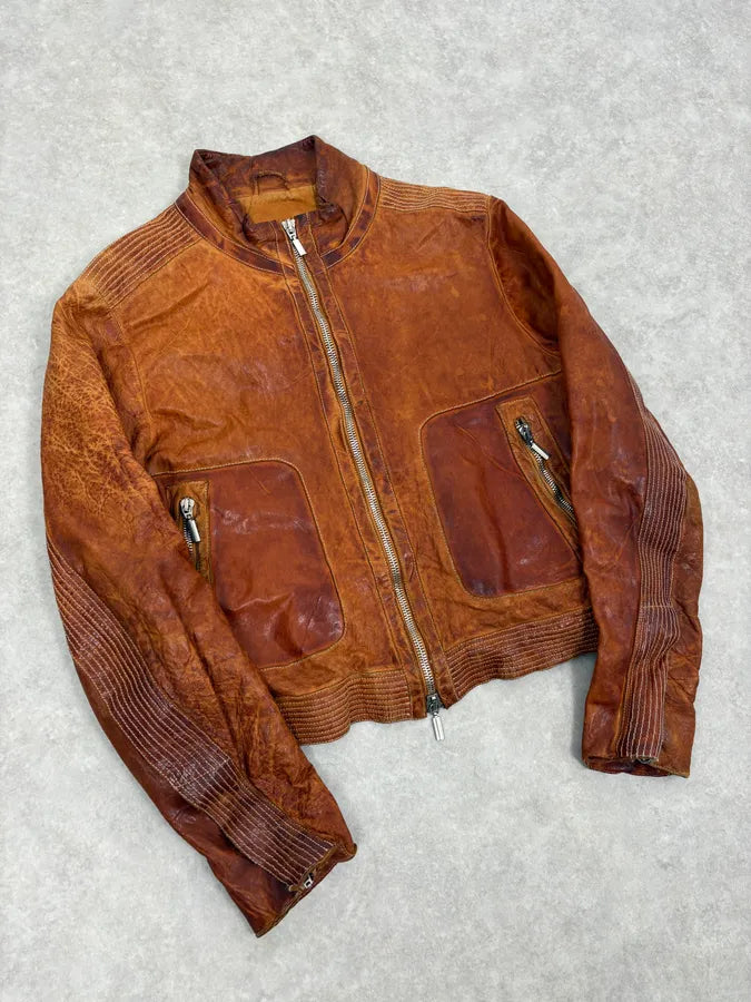 2000s Massimo Rebecchi Cognac Biker Leather Jacket BwXaAaB 4