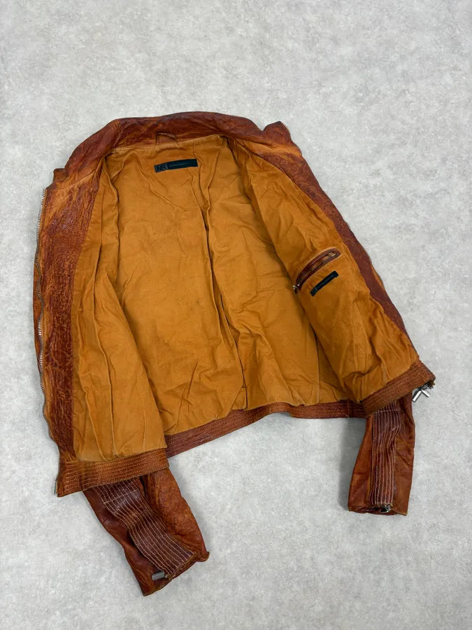 2000s Massimo Rebecchi Cognac Biker Leather Jacket BwXaAaB 6