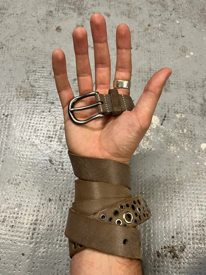 2000s Massimo Rebecchi Eyelet Brown Leather Belt kcNEhpE 1