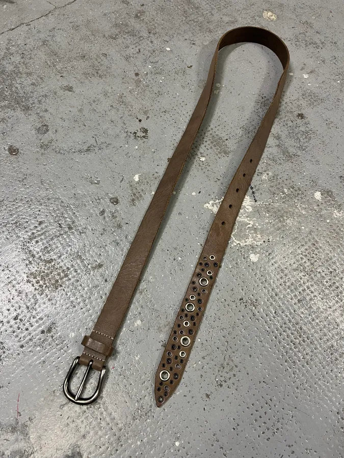 2000s Massimo Rebecchi Eyelet Brown Leather Belt kcNEhpE 3