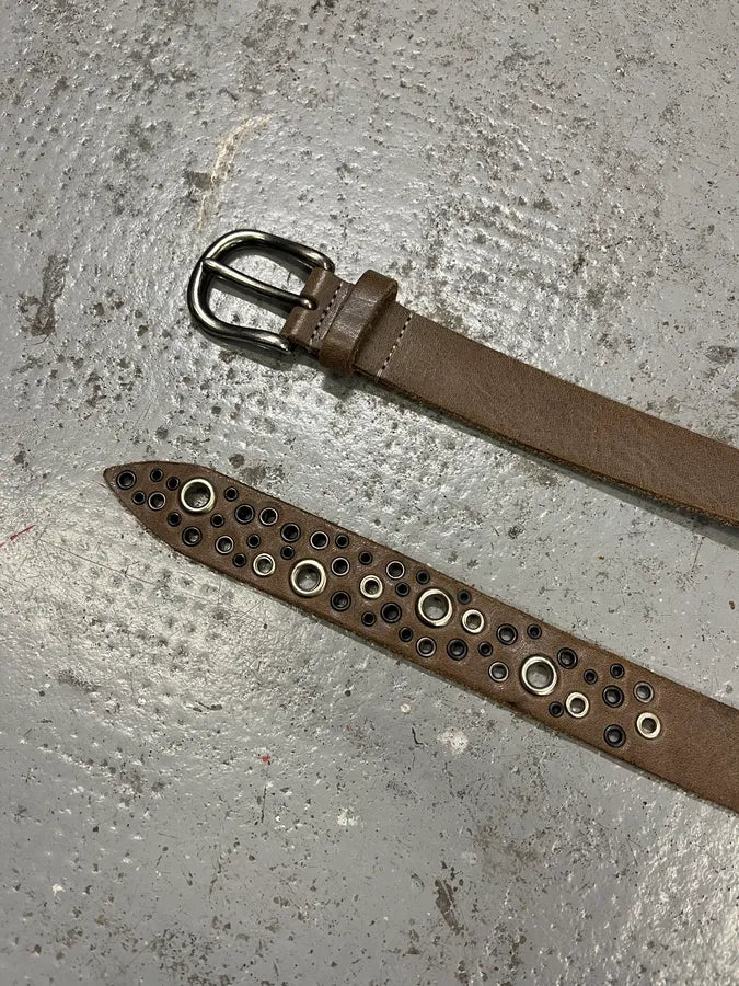 2000s Massimo Rebecchi Eyelet Brown Leather Belt kcNEhpE 4