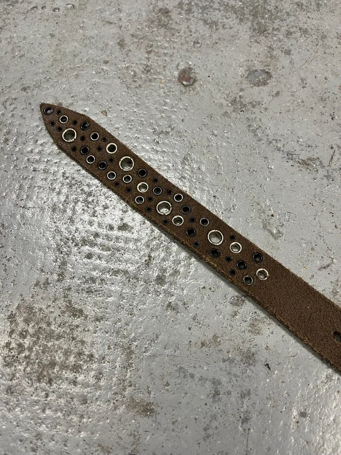 2000s Massimo Rebecchi Eyelet Brown Leather Belt kcNEhpE 9
