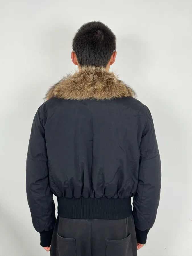 2000s Massimo Rebecchi Fur Front Zips Navy Bomber Jacket efWabib 2