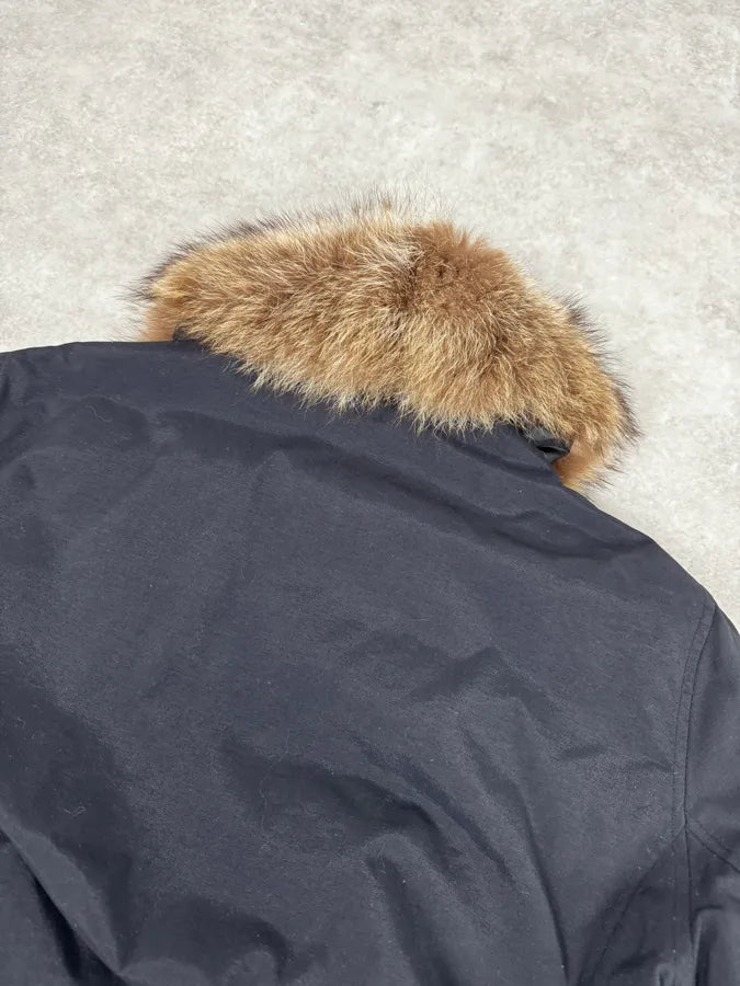 2000s Massimo Rebecchi Fur Front Zips Navy Bomber Jacket efWabib 5