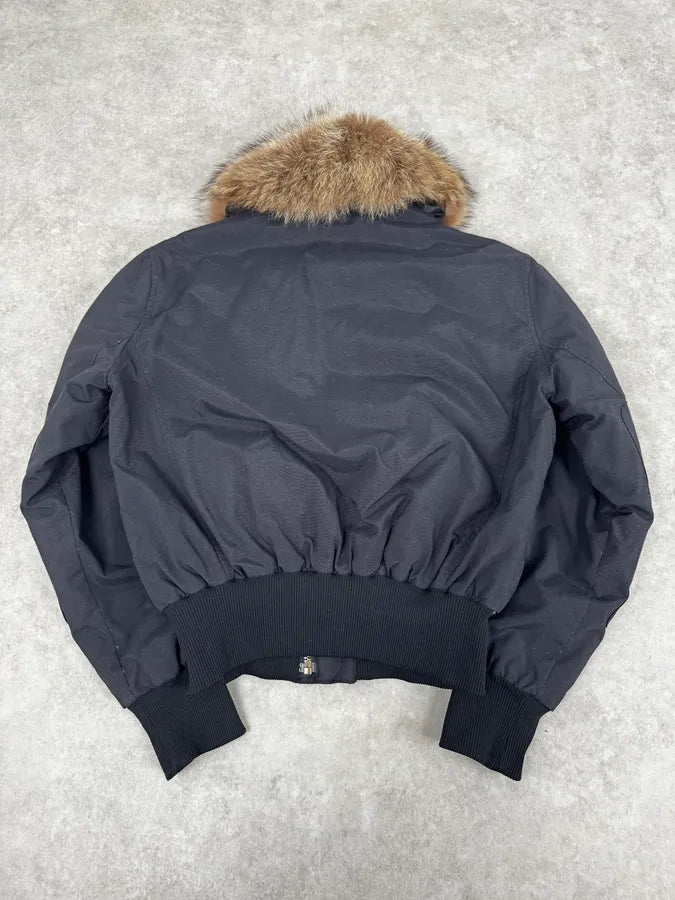 2000s Massimo Rebecchi Fur Front Zips Navy Bomber Jacket efWabib 3