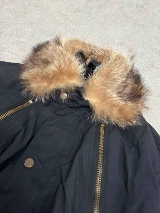 2000s Massimo Rebecchi  Fur Front Zips Navy Bomber Jacket glPEYfb 4