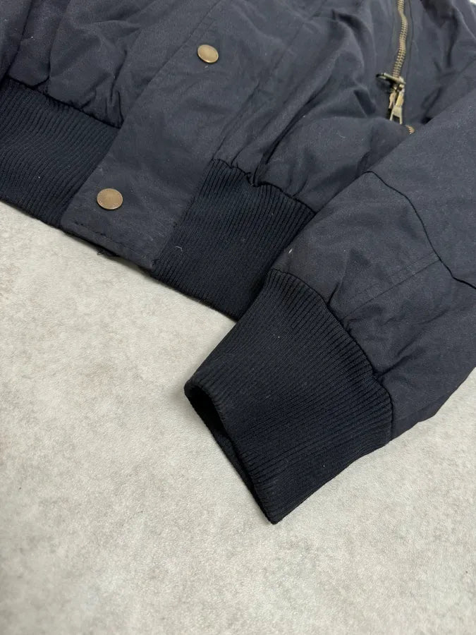 2000s Massimo Rebecchi  Fur Front Zips Navy Bomber Jacket glPEYfb 5