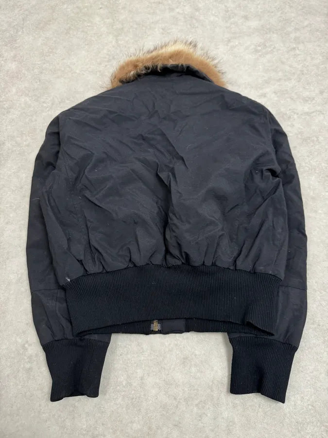 2000s Massimo Rebecchi  Fur Front Zips Navy Bomber Jacket glPEYfb 6