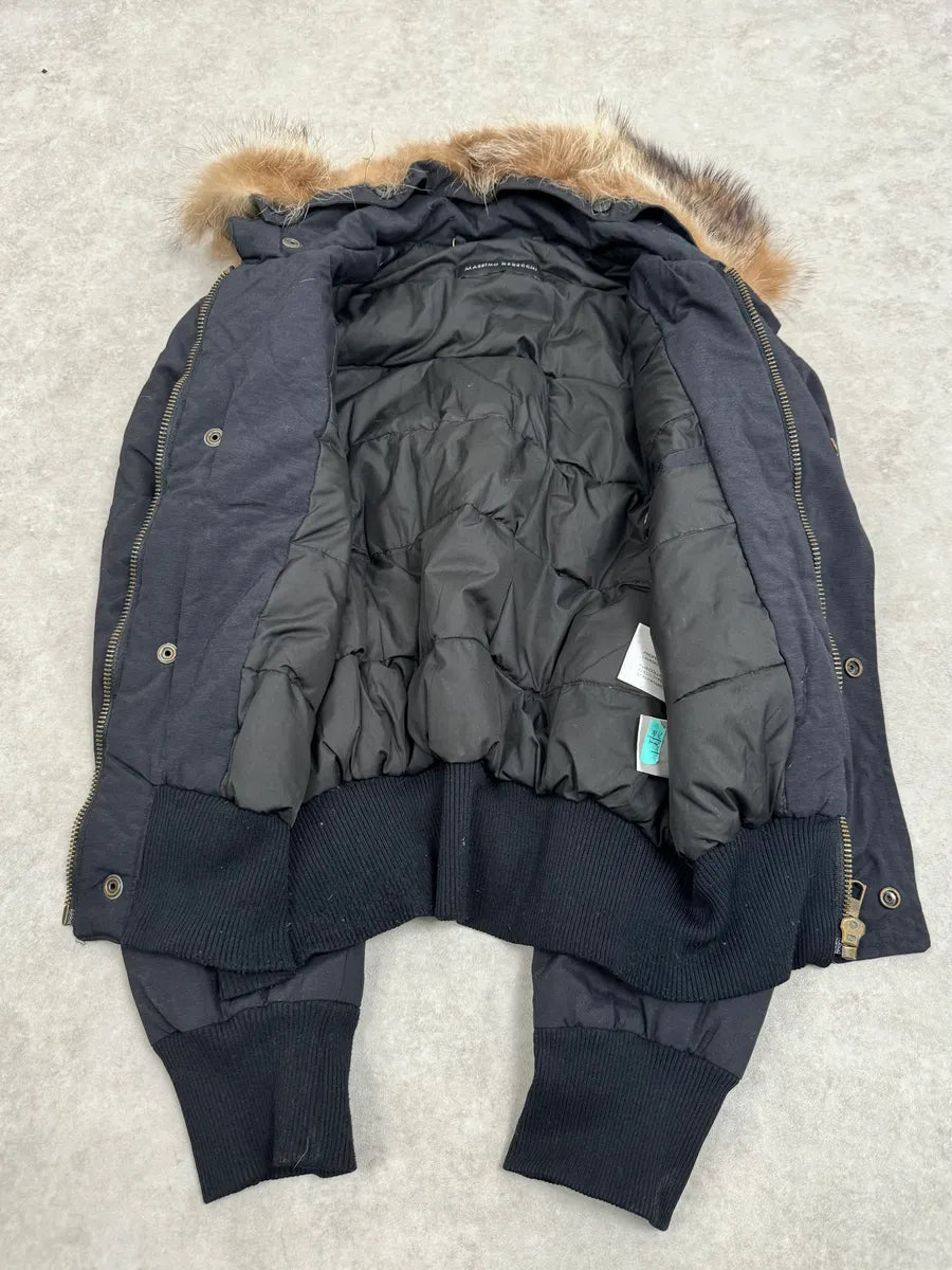 2000s Massimo Rebecchi  Fur Front Zips Navy Bomber Jacket glPEYfb 7