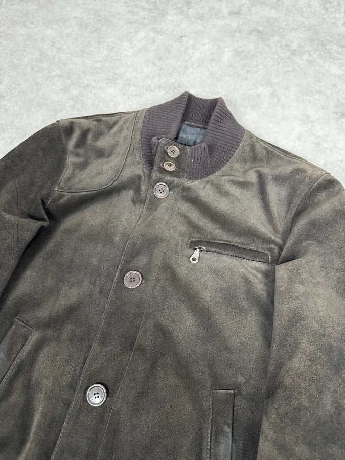 2000s Massimo Rebechi Brown Suede Leather Jacket XJVKxjC 4