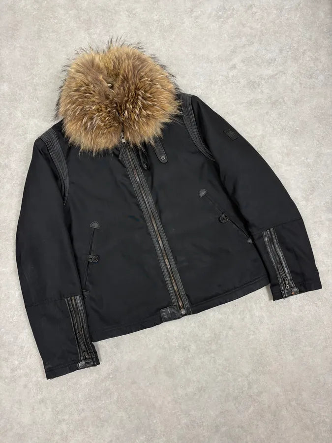 2000s Massimo Rebecchi Fur Collar Black Jacket EtDzewn 4