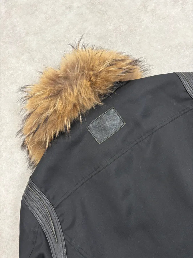 2000s Massimo Rebecchi Fur Collar Black Jacket EtDzewn 8