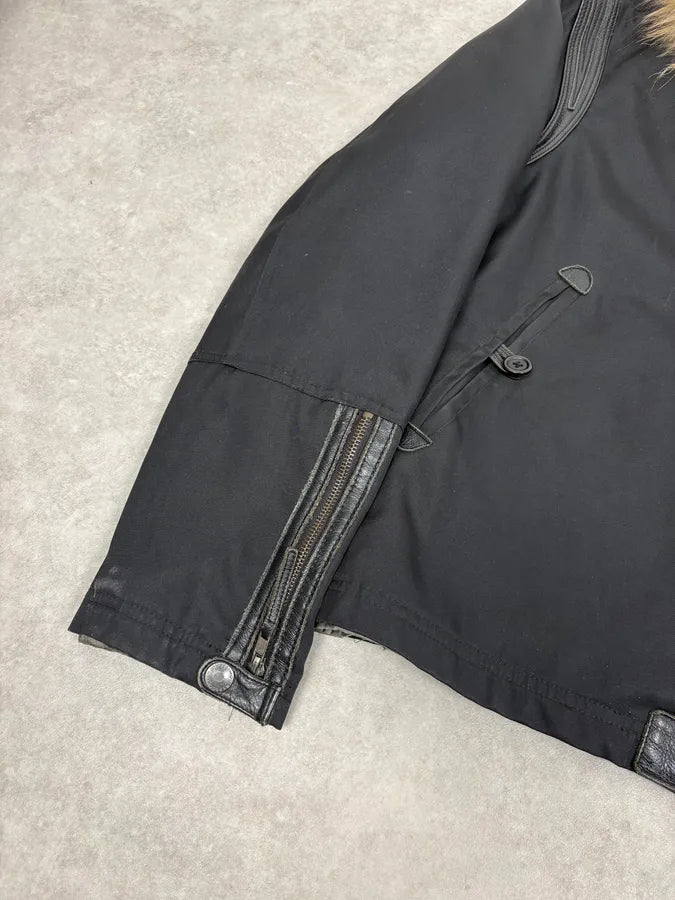 2000s Massimo Rebecchi Fur Collar Black Jacket EtDzewn 7