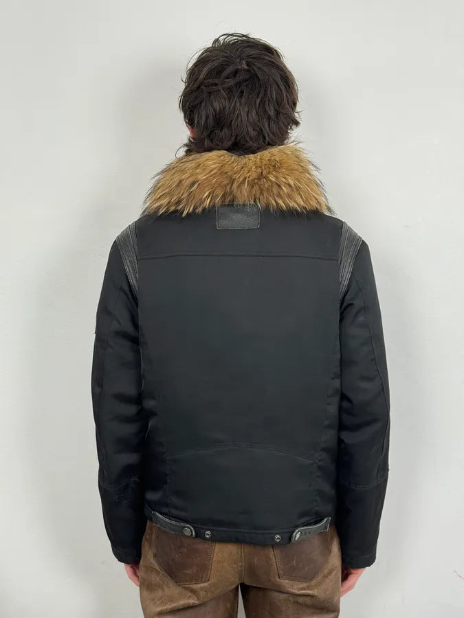 2000s Massimo Rebecchi Fur Collar Black Jacket EtDzewn 1