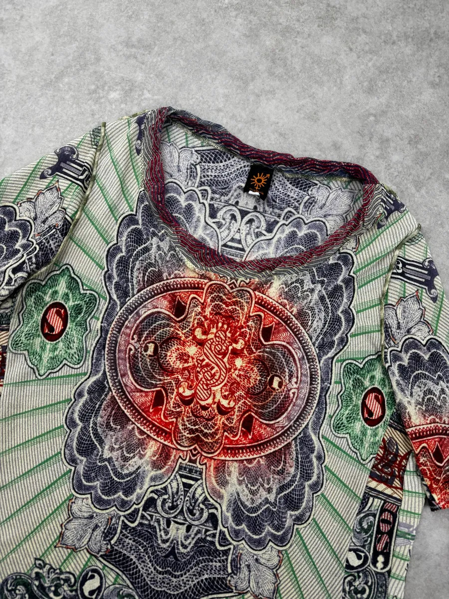 2000s Jean Paul Gaultier Mint Mozaïc Banco Del Sol Mesh T-Shirt tZLXNpV 3