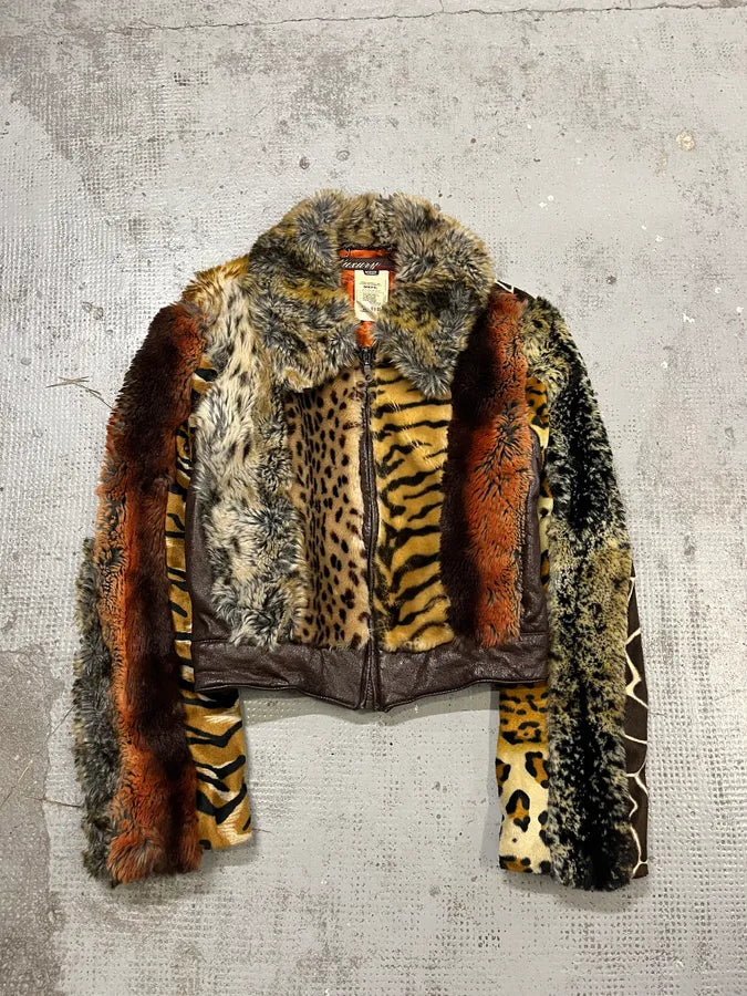 2000s Miss Sixty Leopard Faux Fur Jacket nCrgxnV 0