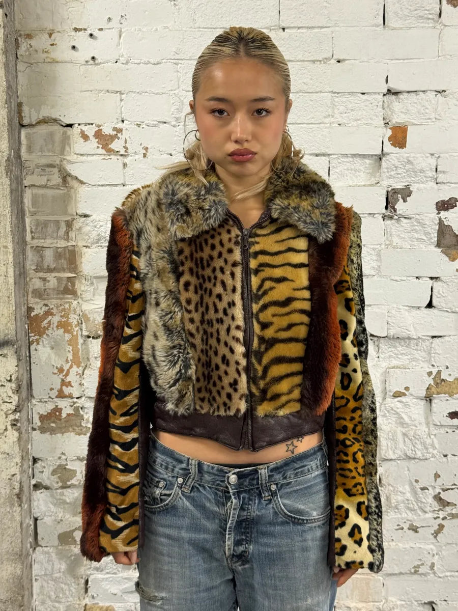 2000s Miss Sixty Leopard Faux Fur Jacket nCrgxnV 1