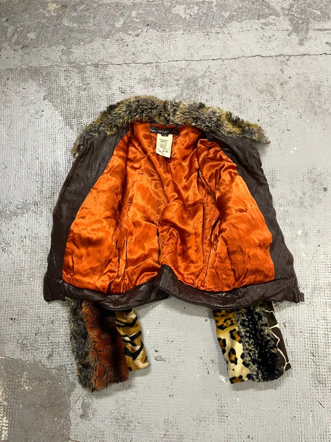 2000s Miss Sixty Leopard Faux Fur Jacket nCrgxnV 7