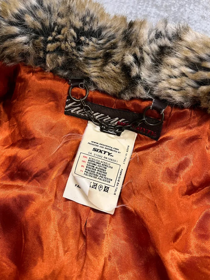 2000s Miss Sixty Leopard Faux Fur Jacket nCrgxnV 8