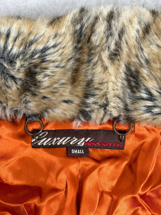 2000s Miss Sixty Leopard Tiger Patchwork Faux Fur Jacket fIrsbER 15